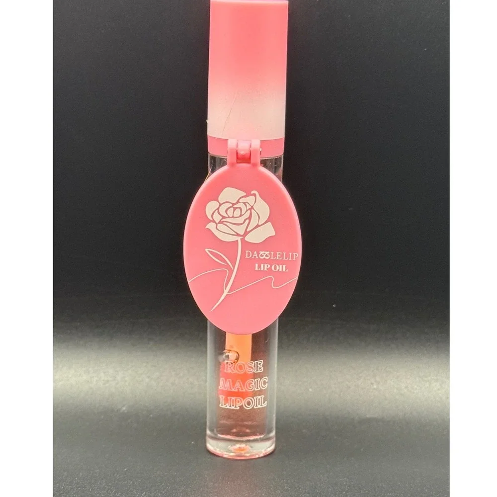 Dazzlelip Rose Magic Lip Oil 03 Pink Tinted Gloss with Built-in Mirror Compact